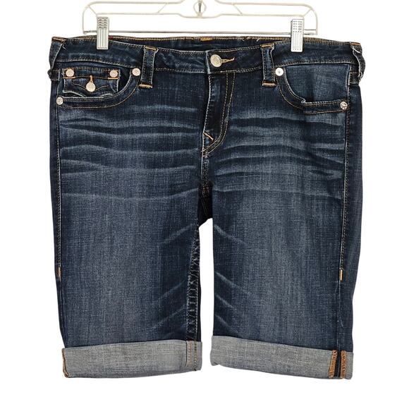 True Religion Knee Length Denim Jean Short Sz 33 - Picture 2 of 9